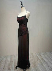 Bridesmaid Dressed Blush, Black and Red Straps Long Simple Party Dress, Black and Red Prom Dress