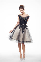 Party Dress Miami, Black and White Lace Short Homecoming Dresses