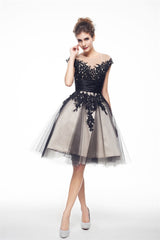 Party Dresses Miami, Black and White Lace Short Homecoming Dresses
