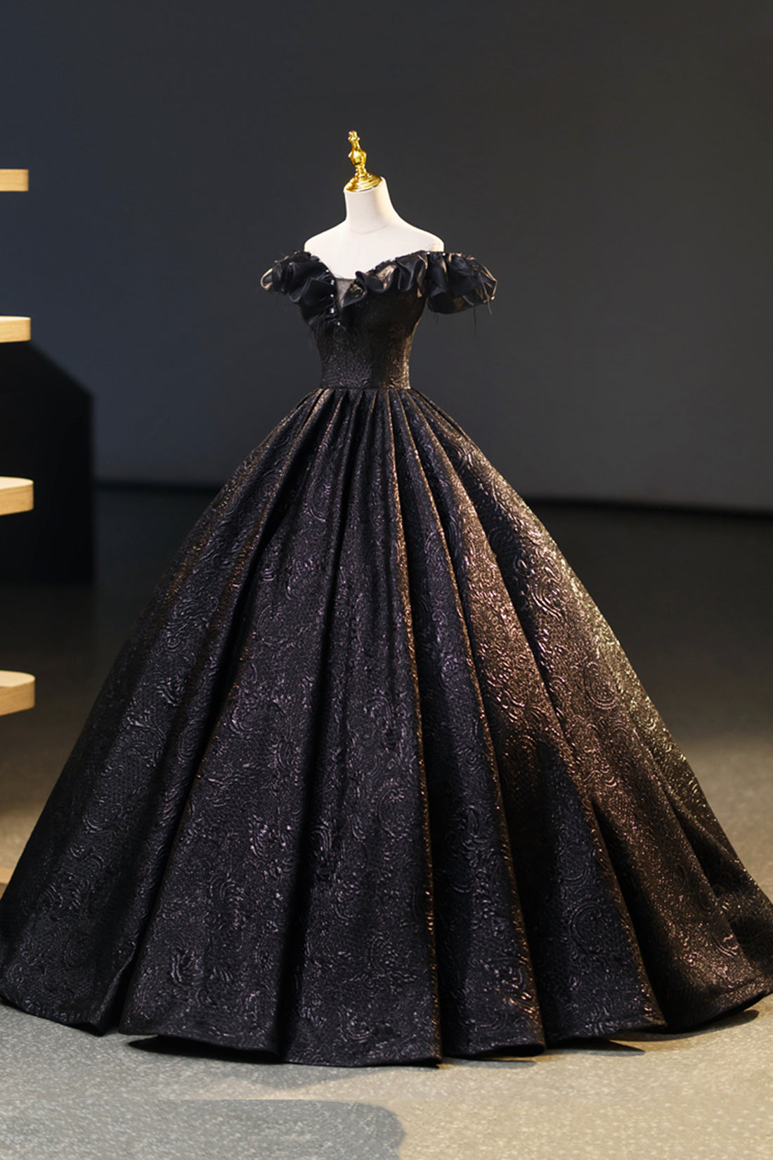 Homecoming Dresses Blues, Black Floor Length V-neck Off the Shoulder Formal Dress, Black A-Line Evening Dress