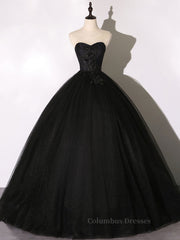 Formal Dress With Embroidered Flowers, Black Long Prom Dresses, Black Lace Formal Evening Dress