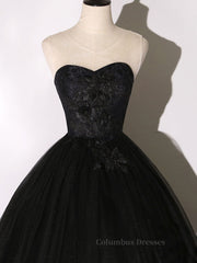 Emerald Green Prom Dress, Black Long Prom Dresses, Black Lace Formal Evening Dress