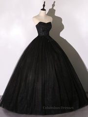 Fairy Dress, Black Long Prom Dresses, Black Lace Formal Evening Dress