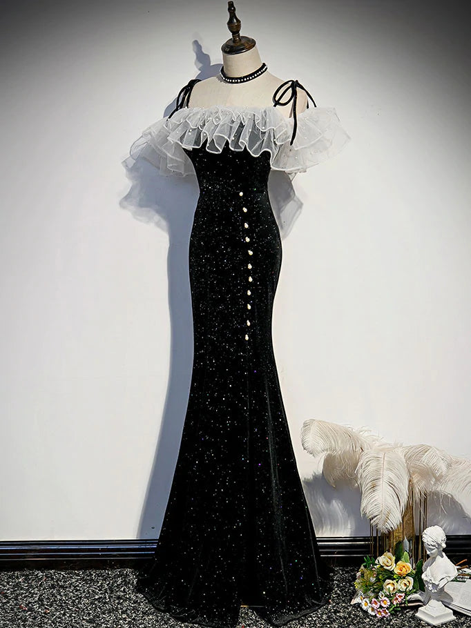Evening Dresses Wholesale, Black Mermaid Long Formal Dress Party Dress, Off Shoulder Black Evening Dresses