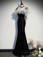 Bridesmaid Dress Lavender, Black mermaid long prom dress, black evening dress