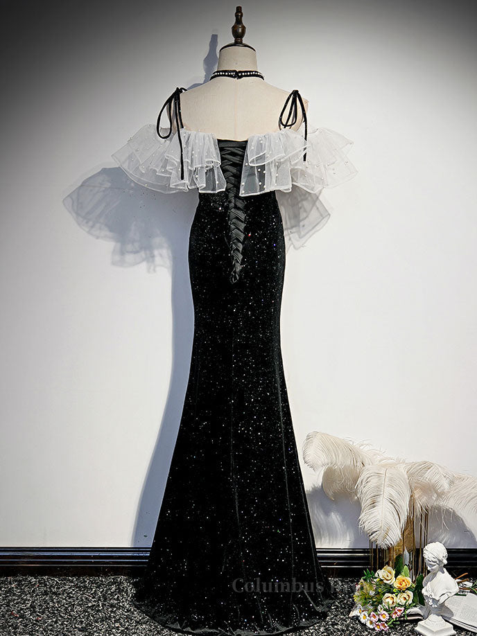 Bridesmaid Dressese Lavender, Black mermaid long prom dress, black evening dress