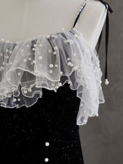 Evening Dress Vintage, Black Mermaid Velvet Short Prom Dresses, Black Short Evening Dresses