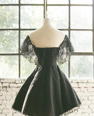 Prom Dresses For Girl, Black Off Shoulder Lace Sweetheart Lovely Short Homecoming Dress, Black Party Dress