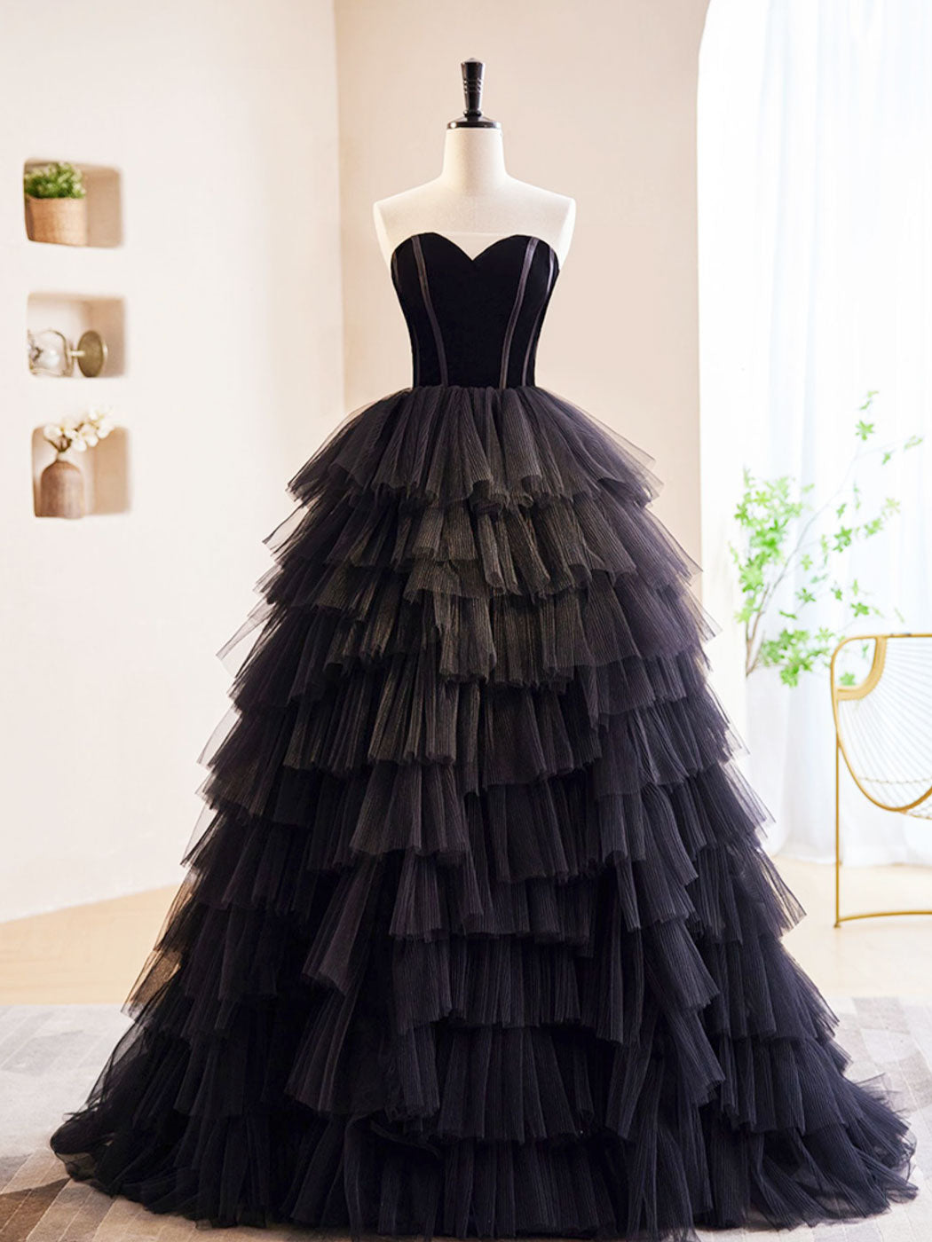 Prom Dresses Brand, Black Off Shoulder Tulle Long Prom Dress, Black Formal Evening Dress