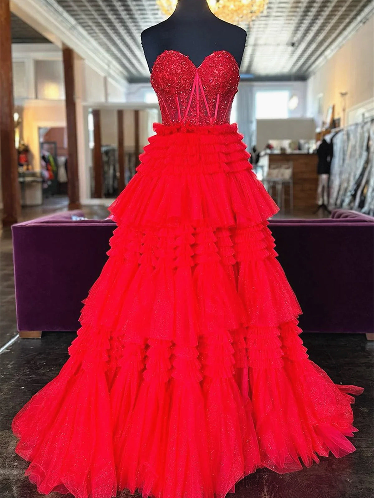 Pink Dress, Black Red Purple Lace Prom Dresses, Black Red Purple Lace Formal Evening Dresses