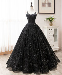 Formal Dress Prom, Black Sweetheart Tulle Long Prom Dress, Black Formal Sweet 16 Dress