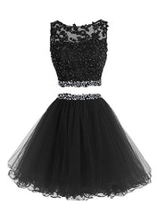 Formal Dress Shopping, Black Two Piece Tulle Homecoming Dress, Lovely Party Dress