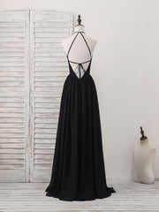 Prom Dresses For Sale, Black V Neck Chiffon Lace Long Prom Dress Black Evening Dress