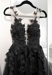 Prom Dress Shopping, Black Tulle Lace Long Prom Dress, Black Formal Graduation Dress