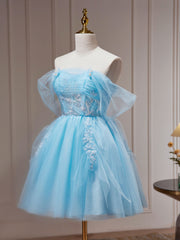 Elegant Dress For Women, Blue A-Line Short Prom Dress, Cute Blue Homecoming Dresses