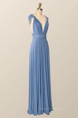 Formal Dress Cheap, Blue Convertible Long Party Dress