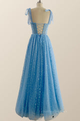 Prom Dresses Orange, Blue Corset Tulle A-line Princess Gown