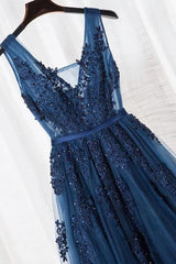 Salad Dress Recipes, Blue Long A-line Bridesmaid Dress, Dark Blue Tulle Party Dress