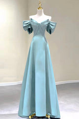 Navy Blue Dress, Blue Satin Long A-Line Prom Dress, Unique Spaghetti Straps Evening Dress