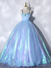 Homecoming Dress Vintage, Blue Sweetheart Neck Long Prom Dress, Unique Blue Sweet 16 Dress