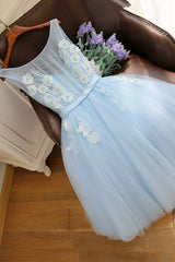 Prom Dresses Black, Blue Tulle Lace Short Prom Dress, A-Line Homecoming Party Dress