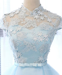 Homecoming Dress Short Tight, Blue tulle lace short prom dress, blue tulle lace homecoming dress