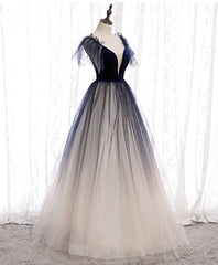 Evening Dress Classy, Blue Tulle Long Prom Dress Blue Tulle Formal Dress