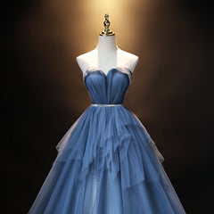 Prom Dresses Blue Light, Blue Tulle Sweetheart Simple Pretty Floor Length Party Dress, Blue A-line Evening Dress Prom Dress