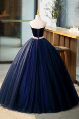 Prom Dress Under 52, Blue Velvet Tulle Long Prom Dresses, Blue Evening Party Dresses