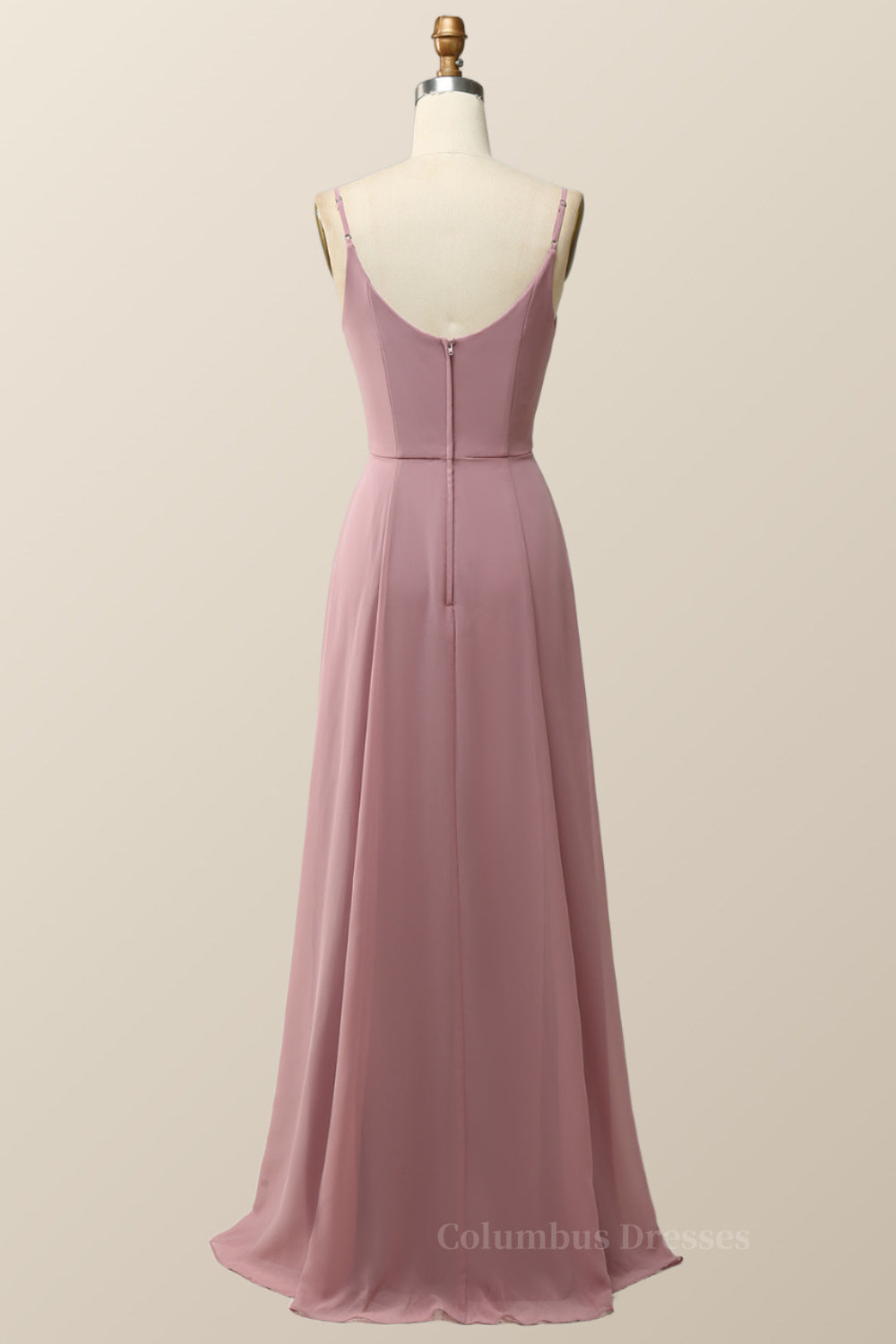 Formal Dresses Australia, Blush Pink Cowl Neck Chiffon Long Bridesmaid Dress