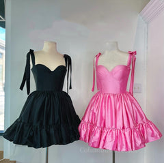 Prom Dress 2065, Bow Straps Hot Pink A-line Short Princess Dress