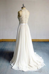 Wedding Dress Long, Eye-catching Lace Chiffon A-line Wedding Dress