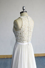 Wedding Dresses Short, Eye-catching Lace Chiffon A-line Wedding Dress
