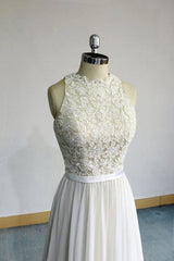 Wedding Dress Short, Eye-catching Lace Chiffon A-line Wedding Dress