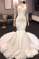 Wedding Dress Country, Luxury Sweetheart Appliques Mermaid Wedding Dress