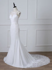 Wedding Dresses For Over 55, Precious Spaghetti Strap Lace Mermaid Wedding Dress