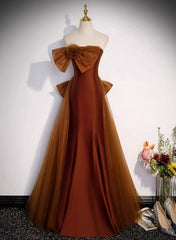 Prom Dresses For Adults, Brown Tulle and Satin Mermaid Long Party Dress, New Style Long Formal Dress Prom Dress