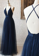 Formal Dresses Over 53, Simple Tulle Long Prom Dress, A Line Backless Evening Dress