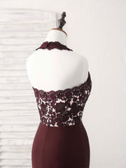 Prom Dresses Outfits Fall Casual, Burgundy Lace Mermaid Long Prom Dress Burgundy Bridesmaid Dress