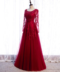Formal Dress For Wedding Guest, Burgundy Long Prom Dress, Burgundy Formal Bridesmaid Dress