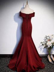 Prom Dress 2021, Burgundy Mermaid Long Prom Dress, Burgundy Formal Evening Dresses