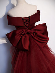 Prom Dresses 2028, Burgundy Mermaid Long Prom Dress, Burgundy Formal Evening Dresses