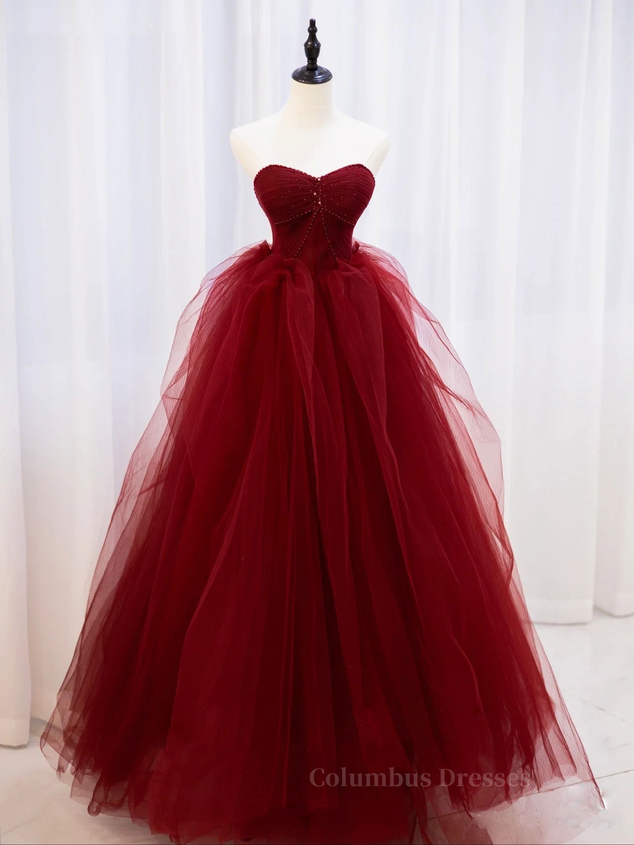 Formal Dress Store, Burgundy off shoulder tulle lace long prom dress burgundy formal dress