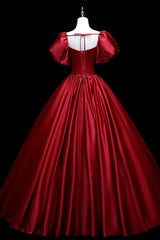 Prom Dress2020, Burgundy Satin Long A-Line Prom Dress,  Burgundy Formal Evening Dress