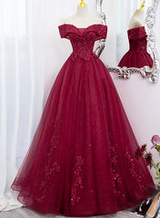 Formal Dresses Short, Burgundy Sweetheart Flowers Sequins Lace Party Dress, Long Formal Dress Prom Dress