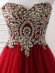 Bridesmaid Dresses Color Schemes, Burgundy Sweetheart Neck Lace Applique Tulle Long Prom Dresses