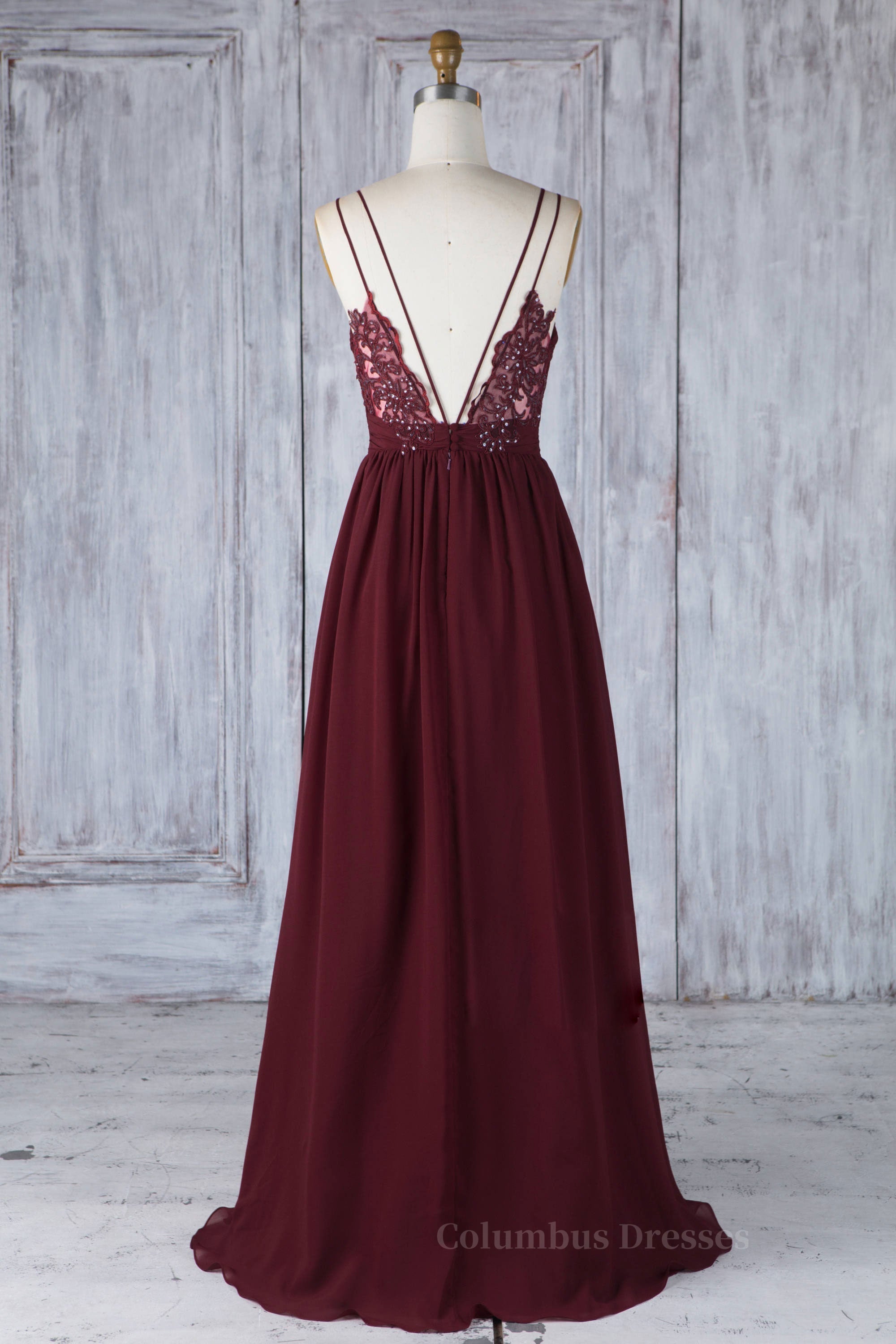 Prom Dresses 2019, Burgundy tulle lace long prom dress burgundy lace evening dress