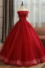 Homecoming Dresses Blue, Burgundy tulle lace long prom dress burgundy tulle formal dress