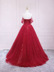 Club Outfit For Women, Burgundy Tulle Long Prom Dress, Burgundy Evening Dress