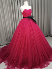 Bridesmaid Dress Color, Burgundy Tulle Long Prom Gown, Burgundy Tulle Sweet 16 Dress